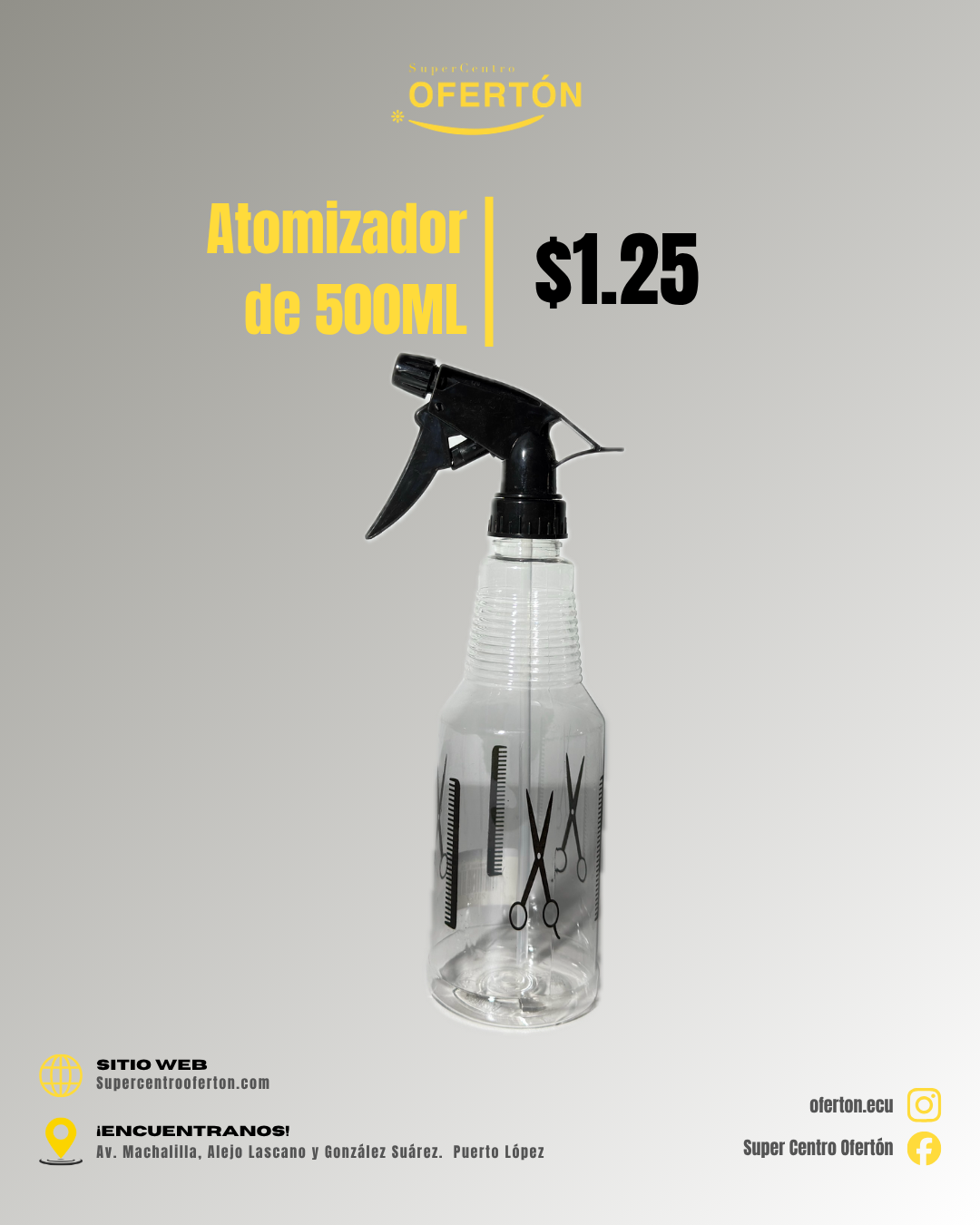 Atomizador de Peluquería 500ml — Transparente