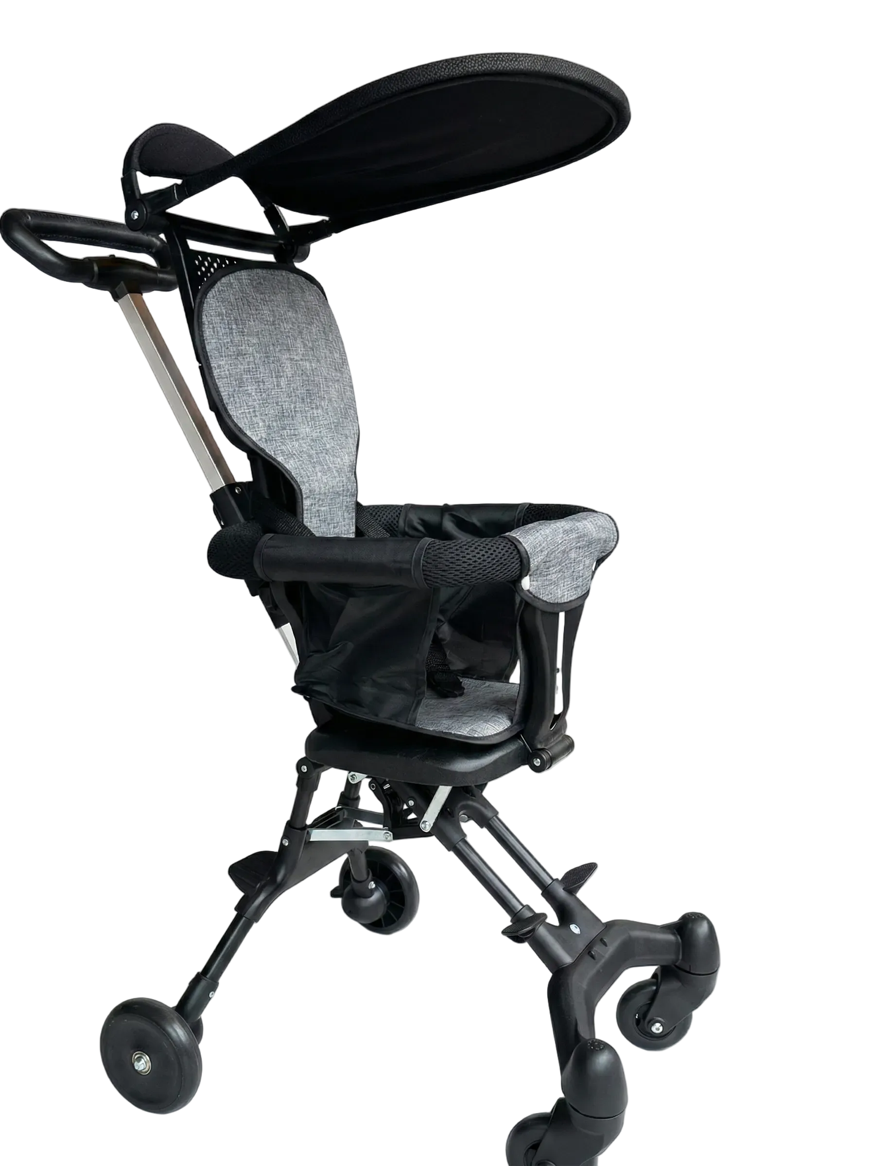 Coche de Paseo para Bebé con Capota Extra Grande y Asiento Transpirable — Negro