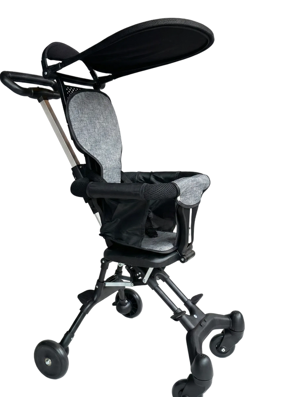 Coche de Paseo para Bebé con Capota Extra Grande y Asiento Transpirable — Negro