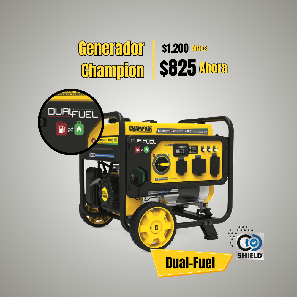Generador Champion 5300W Dual Fuel (Gasolina y Gas)