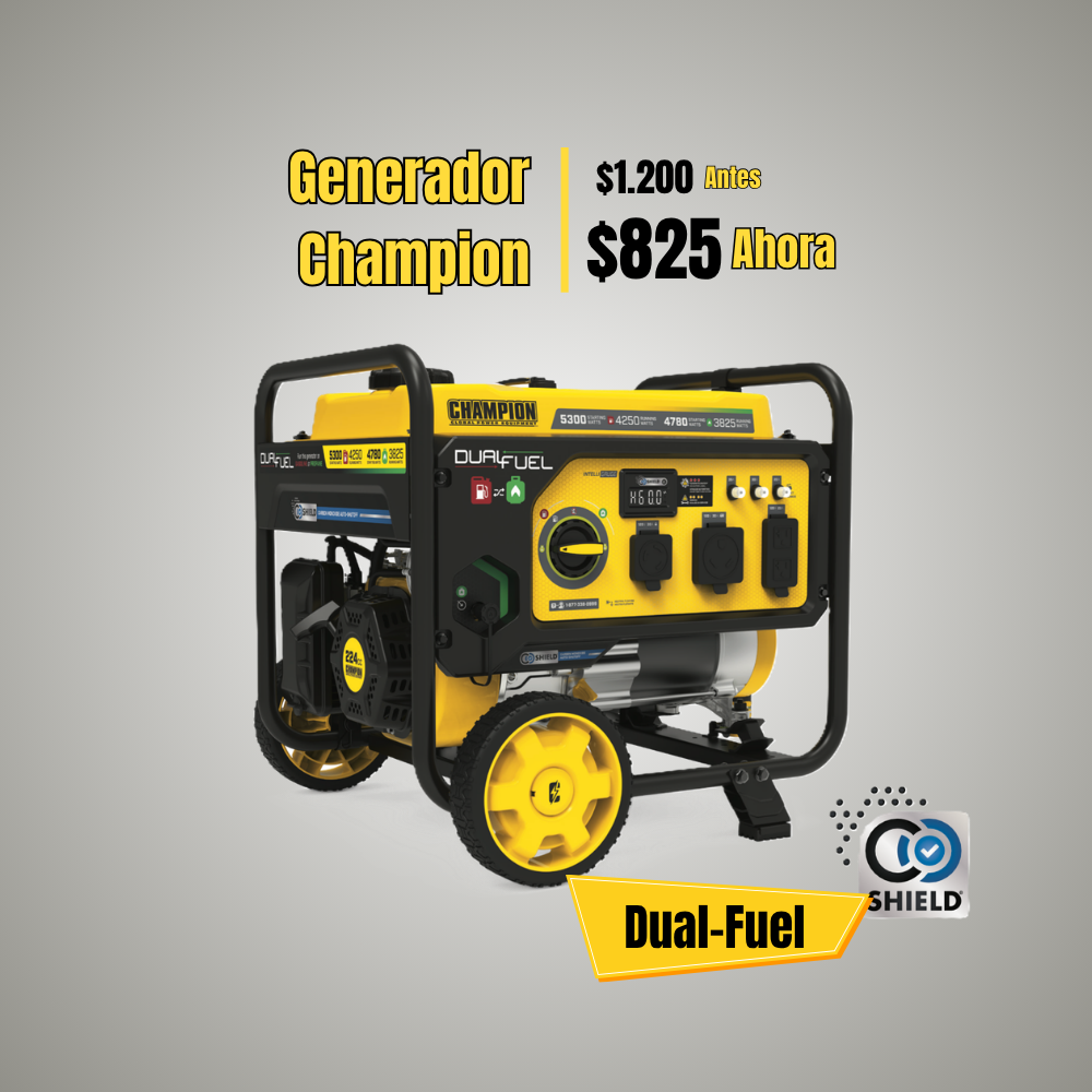 Generador Champion 5300W Dual Fuel (Gasolina y Gas)