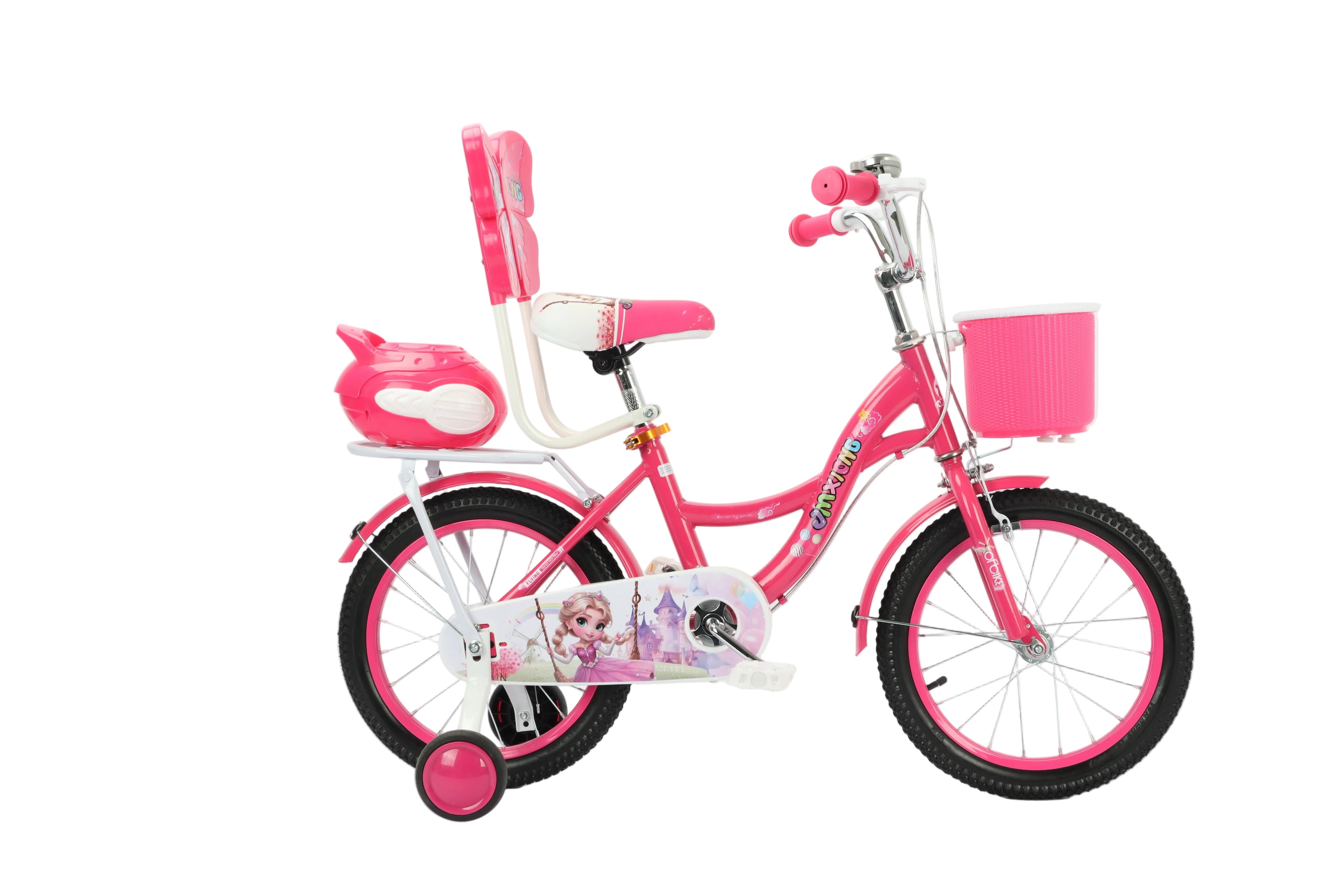 Bicicleta Infantil Aro 12 para Niña con Asiento para Muñeca — Diseño Princesa