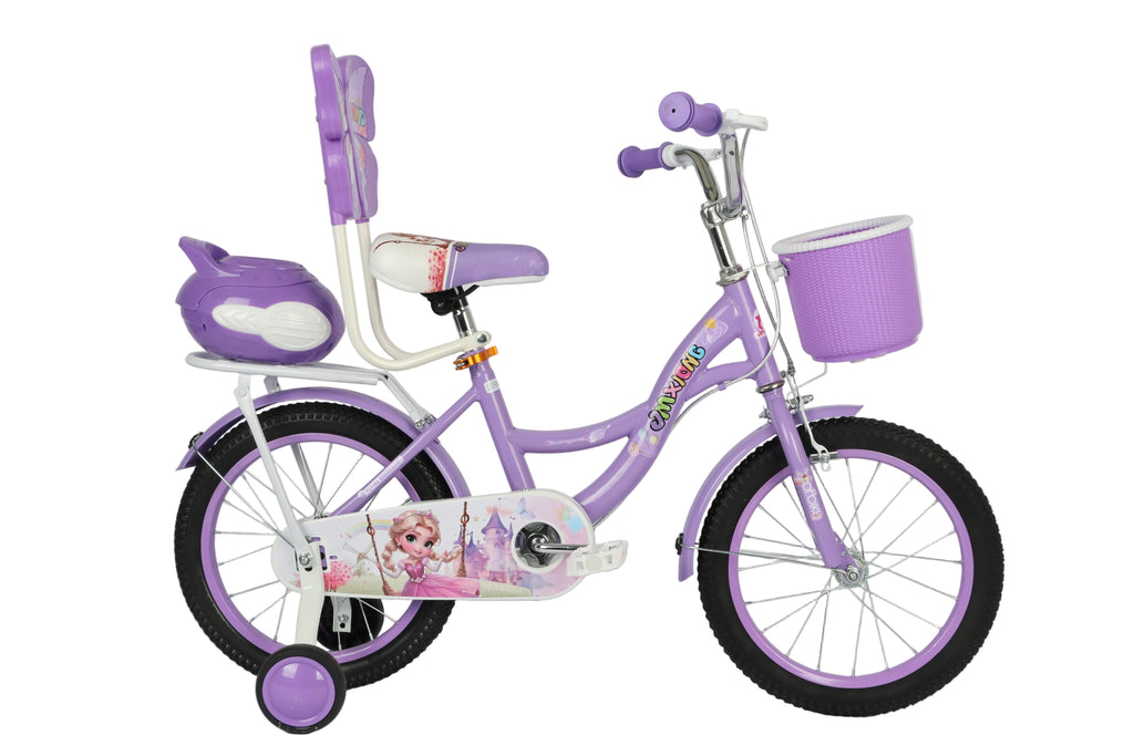 Bicicleta Infantil Aro 12 para Niña con Asiento para Muñeca — Diseño Princesa