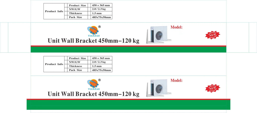 Soporte de Pared para Unidad Exterior de Aire Acondicionado 450mm — Capacidad 120 kg