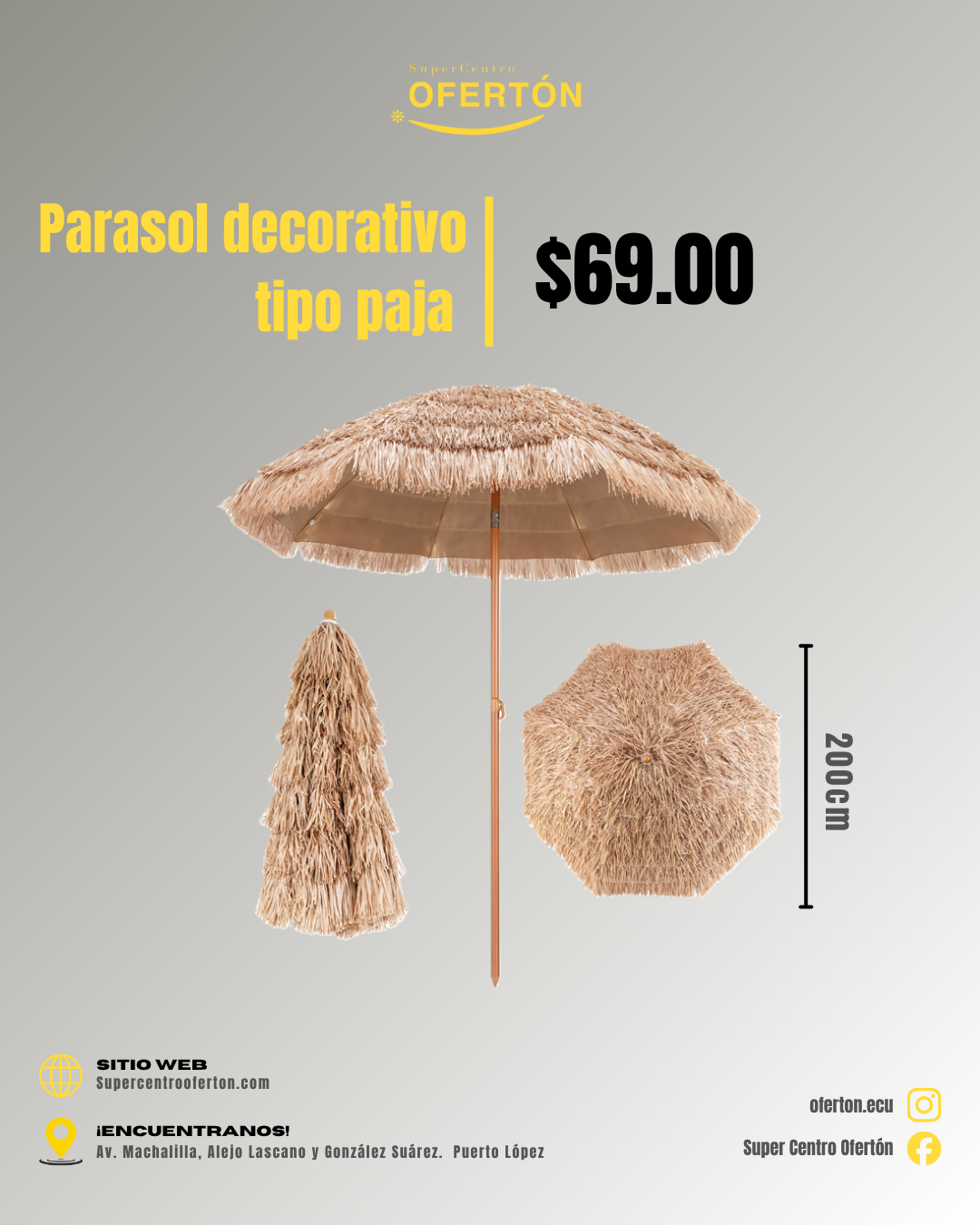 Parasol Decorativo Tipo Paja