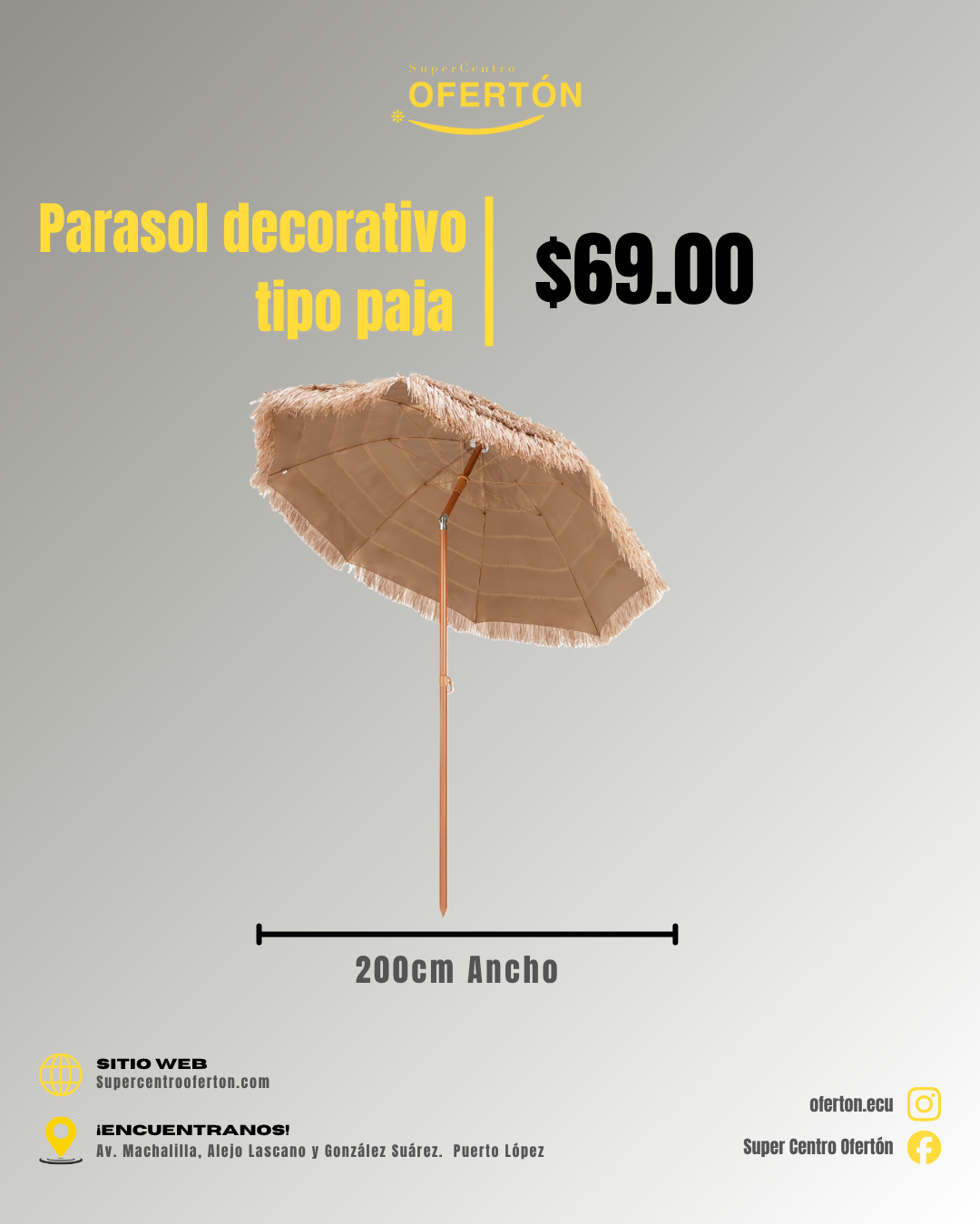 Parasol Decorativo Tipo Paja