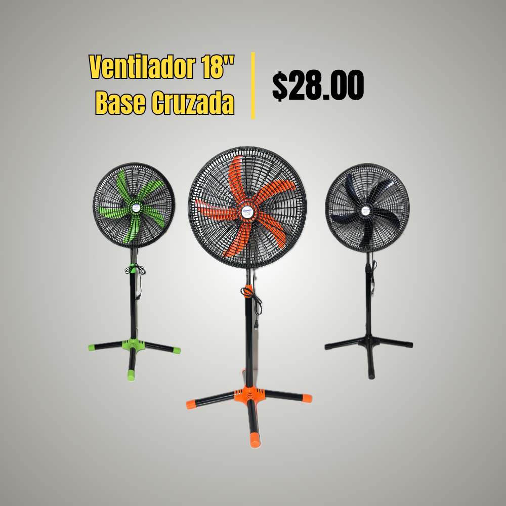 Ventilador de Pedestal 18" con Base Cruzada