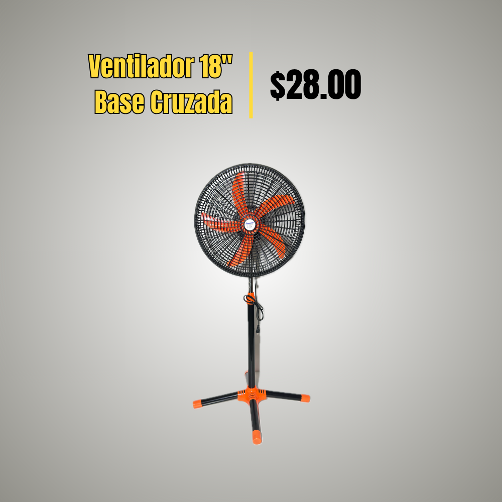 Ventilador de Pedestal 18" con Base Cruzada