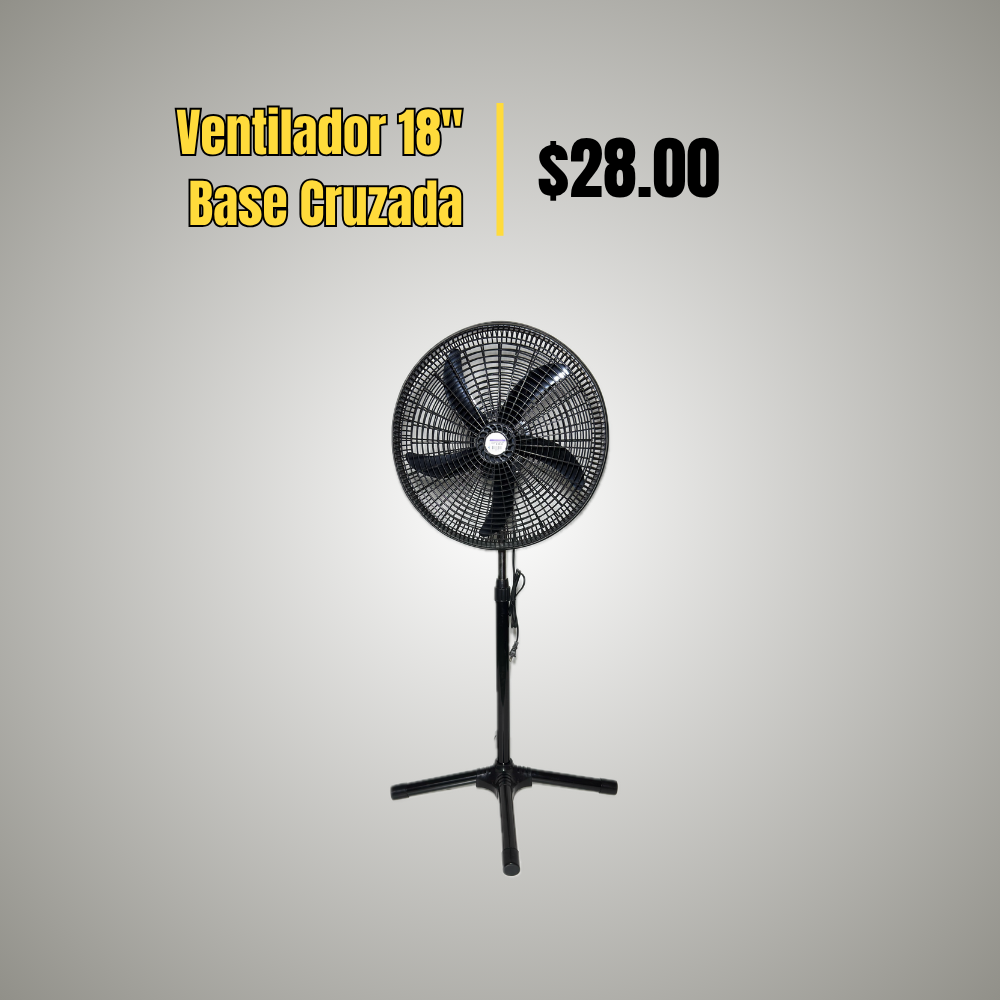 Ventilador de Pedestal 18" con Base Cruzada
