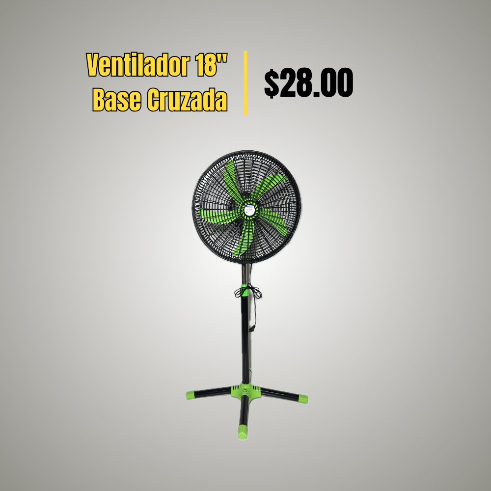 Ventilador de Pedestal 18" con Base Cruzada